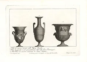 Etruscans Prints: Ancient Roman vases in marble and granite