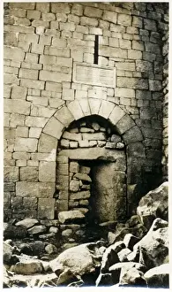 Ancient stone gateway, bricked up, Middle East