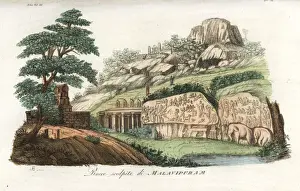Ancient temples and carved rocks in the city