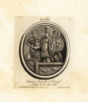 Festoons Prints: Ancient warriors leading a sacrificial bull to an altar