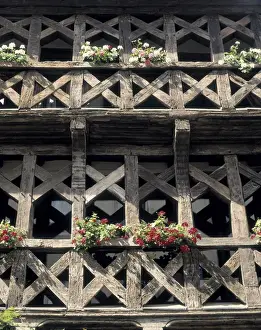 Lattice Prints: Ancient Wooden Building in Treguier