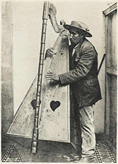 Andean Collection: An Andean Harpist with his harp