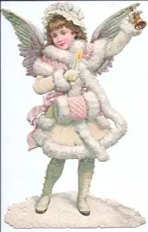 Muff Prints: Angel with bell and candle on a Victorian Christmas scrap