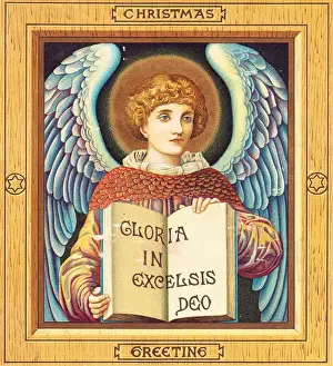 Raphaelite Prints: Angel with book on a Christmas card
