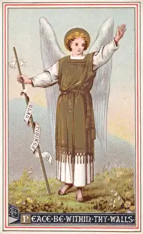 Glad Prints: Angel with Glad Tidings on a Christmas card