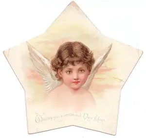 Putto Prints: Angel on a New Year card