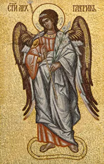 Mosaic Gallery: Angel on the front of the Orthodox Church Saborna Crkva