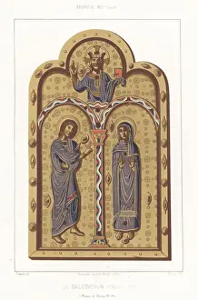 13th Century Prints: Angelic salute in enamel on copper, France, 13th century