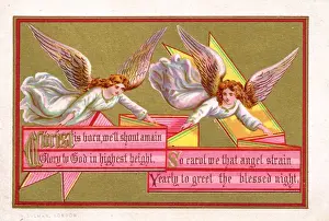 Lyrics Prints: Two angels on a Christmas card