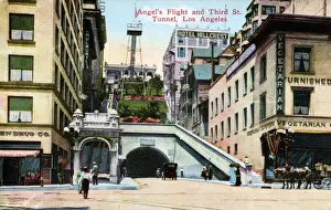 Angeles Prints: Angels Flight Funicular railway - Los Angeles, USA