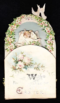 Angels Collection: Angels and flowers on an Easter card