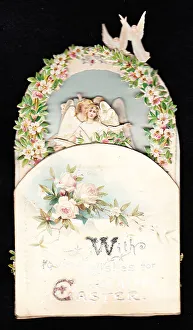 Angels Collection: Angels and flowers on an Easter card