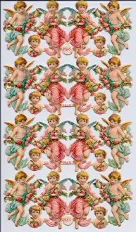Angels and flowers on a sheet of Victorian scraps