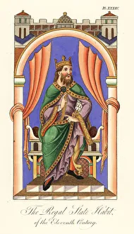 11th Century Prints: Anglo-Norman king with crown, 11th century
