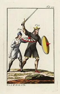 Robert Spallart Prints: Anglo Saxon king and equerry in battle