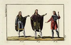 Throat Prints: Anglo Saxon men wearing mantles over tunic and stockings