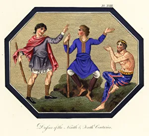 Anglo Saxon men's costume, 9th and 10th century