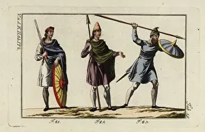 Cavalier Prints: Anglo Saxon military officer, cavalier and foot soldier