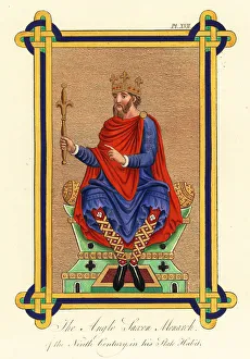 9th Century Prints: Anglo-Saxon monarch of the 9th century in state habit