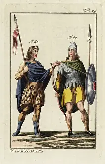 Vienna Prints: Anglo Saxon soldiers in suits of armor, 9th and 10th century