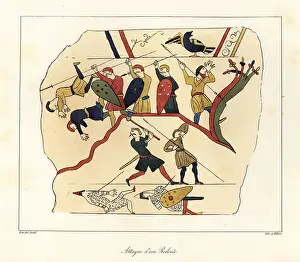 Hillock Prints: Anglo-Saxon soldiers surrounded on a hillock by Norman soldiers