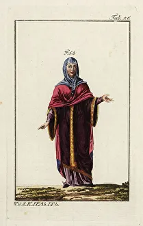 Robert Spallart Prints: Anglo Saxon woman (or queen) in a wide-sleeved dress