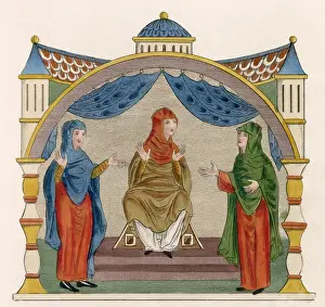 Veils Prints: Anglo-Saxon women wear tunics over which are worn super- tunics or rocs & mantles