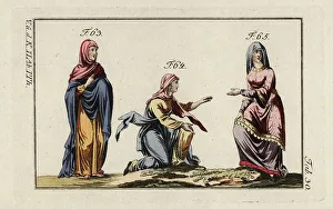 Robert Spallart Prints: Anglo Saxon women's costumes