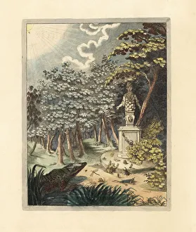 Diptera Prints: Animals and insects before a statue of Ephesian Artemis