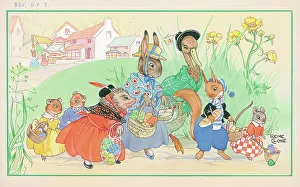 Animals with shopping Children's Postcard design