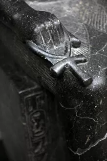 Ankh Collection: Detail of the Ankh at the statue of egyptian God Anubis