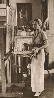 Designers Gallery: Anna Zinkeisen preparing designs for the Queen Mary