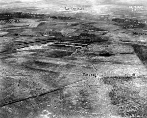 Somme Prints: Annotated aerial shot of Western Front, France, WW1