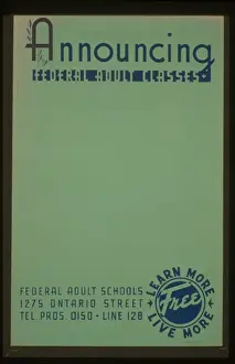 Announcing federal adult classes Learn more - live more