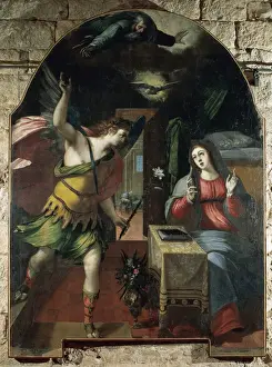 1590 Prints: The Annunciation, 1590, by Wenceslas Cobergher (1560-1634)