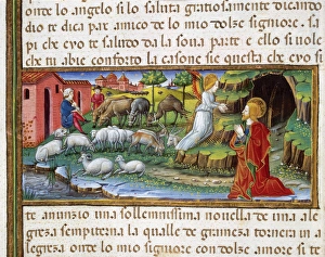 Joachim Gallery: Annunciation of the angel to Joachim. Codex of Predis (1476)
