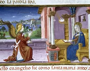 Gabriel Gallery: Annunciation of the Archangel Gabriel to Mary. Codex of Pred