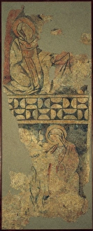 Apse Gallery: Annunciation. Fresco depicting the Virgin Mary kneeling befo