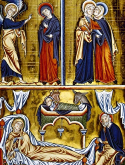 Manger Gallery: The Annunciation and the Visitation. At the bottom, the Birt