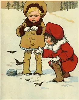 Crumbs Prints: Anon. Feeding the Birdies 1916