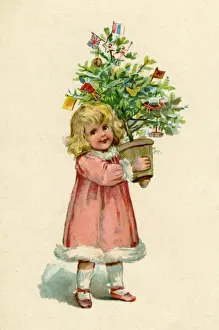 Anon Nister. Child with xmas tree
