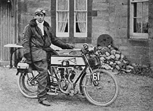 Anthony Wilding on a motorcycle tour of the UK