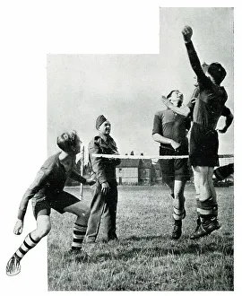 Fellow Prints: Anti-Aircraft Command play football tennis, WW2