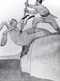 Gallipoli Prints: Anti-British cartoon, withdrawal from Gallipoli, WW1
