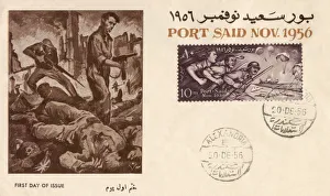 Images Dated 2nd September 2019: Anti-British First Day Cover - Port Said Raid - Suez Crisis