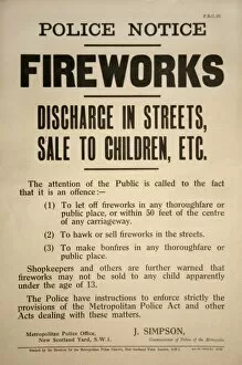 Images Dated 28th February 2007: Anti Fireworks Poster
