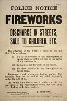 Images Dated 28th February 2007: Anti Fireworks Poster