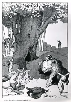 Boar Prints: Anti-German cartoon, German boar and French rabbits, WW1