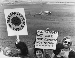 Protesters Prints: Anti-nuclear power demonstration, Gwithian, Cornwall