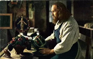 Pottery Collection: Anton Lang, actor, in his pottery workshop
